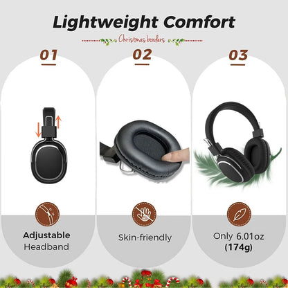 SODO SD-1004 Wireless Bluetooth 5.3 Headphones, Foldable HiFi Stereo Over-Ear Headphones with Mic, 40mm Driver, TF Card & FM Radio