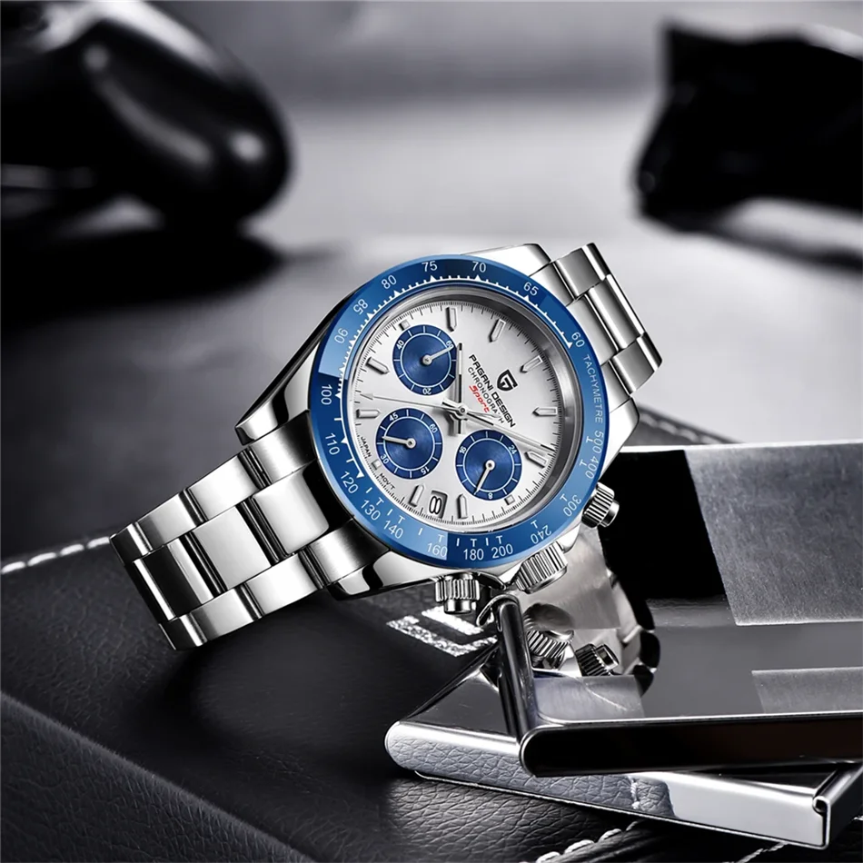 New PAGANI DESIGN PD1644 Luxury Men's Quartz Watch Automatic date Wristwatches Sport 100m Waterproof Chronograph Men Gift