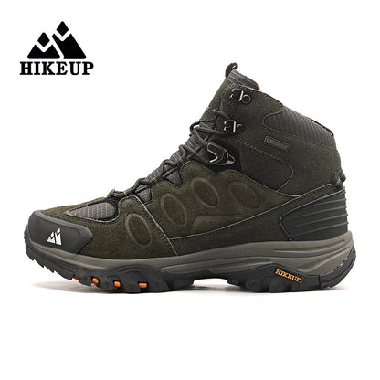 HIKEUP High-Top Men Hiking Boot Winter Outdoor Shoes Lace-Up Non-slip Outdoor Sports Casual Trekking Boots Man Waterproof Suede