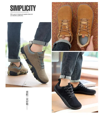 Suede Leather Shoes PU Fabric Wide Toe Shoe Anti Slip Hiking Shoe Workwear Men's Sports Shoes Women's Outdoor Walking Shoes