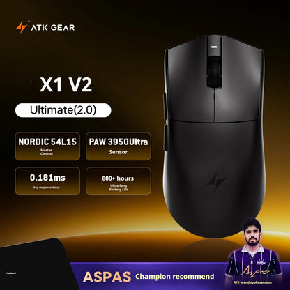Ratón inalámbrico ATK X1 V2 Ultimate 2.0 PAW3950, ultraligero 54g, 750ips, latencia baja 0.163ms, 650ips, accesorio gamer nuevo para regalo