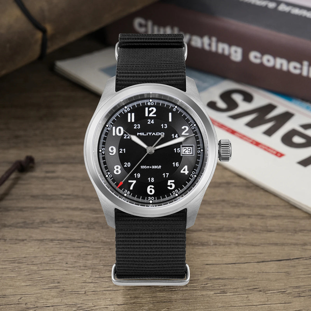 Relógio de quartzo Militado ML08 com movimento Ronda 515, vidro de safira abaulado, relógio de pulso BGW9, luminiscente, resistente à água até 10 bar, 38 mm, relógios para homem