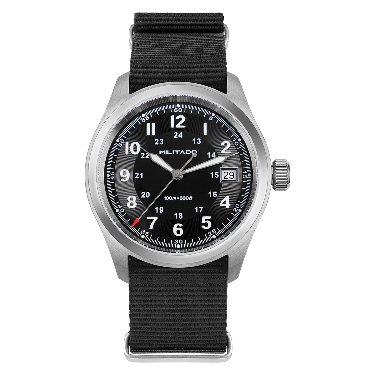 Relógio de quartzo Militado ML08 com movimento Ronda 515, vidro de safira abaulado, relógio de pulso BGW9, luminiscente, resistente à água até 10 bar, 38 mm, relógios para homem