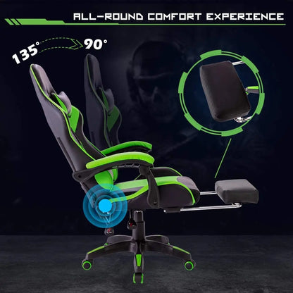 High Back Gaming Office Chair PU Leather Ergonomic Computer Chair with Adjustable Armrests, Reclining Executive Racing Chair for Home & Office