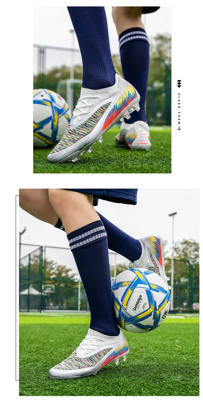 New Men Football Boots Shoes FG Soccer Shoes Non-Slip Cleats Ultralight Soccer Match Long Spikes Outdoor Training Drop Shipping