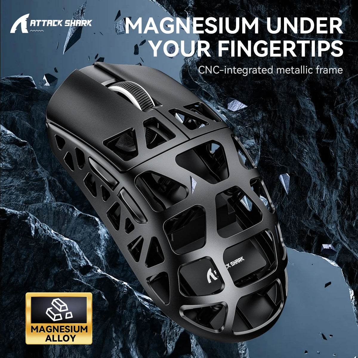 Mouse ATTACK SHARK R3 8KHz in lega di magnesio, sensore PixArt PAW3395, fino a 26000 DPI, 2.4G/BT/cablato, ultraleggero da 46g, per PC/Mac