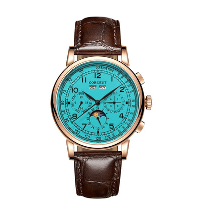 CORGEUT Automatic Mechanical Luxury Watches For Man Business Multification Date Day Month Year 316L Mechanical Men's Watches