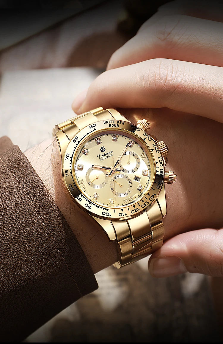 2026 NEW Automatic Mechanical Watch Man Silver Business Casual 3ATM Waterproof Multi-functional Men's Watches