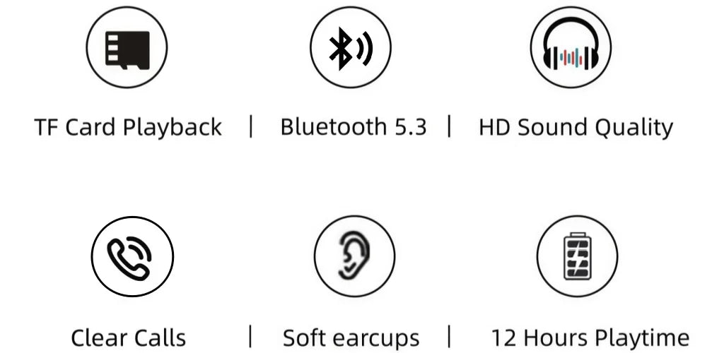 SODO SD-1004 Wireless Bluetooth 5.3 Headphones, Foldable HiFi Stereo Over-Ear Headphones with Mic, 40mm Driver, TF Card & FM Radio