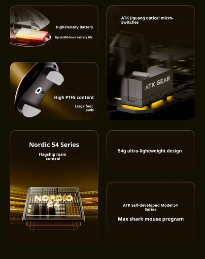 Ratón inalámbrico ATK X1 V2 Ultimate 2.0 PAW3950, ultraligero 54g, 750ips, latencia baja 0.163ms, 650ips, accesorio gamer nuevo para regalo