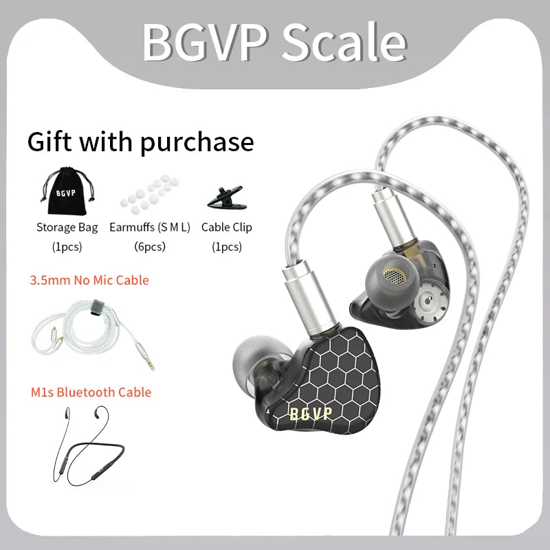 BGVP Scale 2DD HiFi Wired Earphones In Ear Monitor Headphones with 6D Sound Effects, Gaming Headset, Bass Stereo Earbuds with Detachable Cable