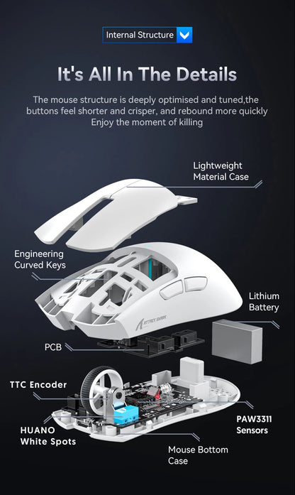 ATTACK SHARK X11 Lightweight Wireless Gaming Mouse, 22K DPI RGB Gaming Mouse with PAW3311 Optical Sensor, Tri-Mode Rechargeable Gaming Mouse