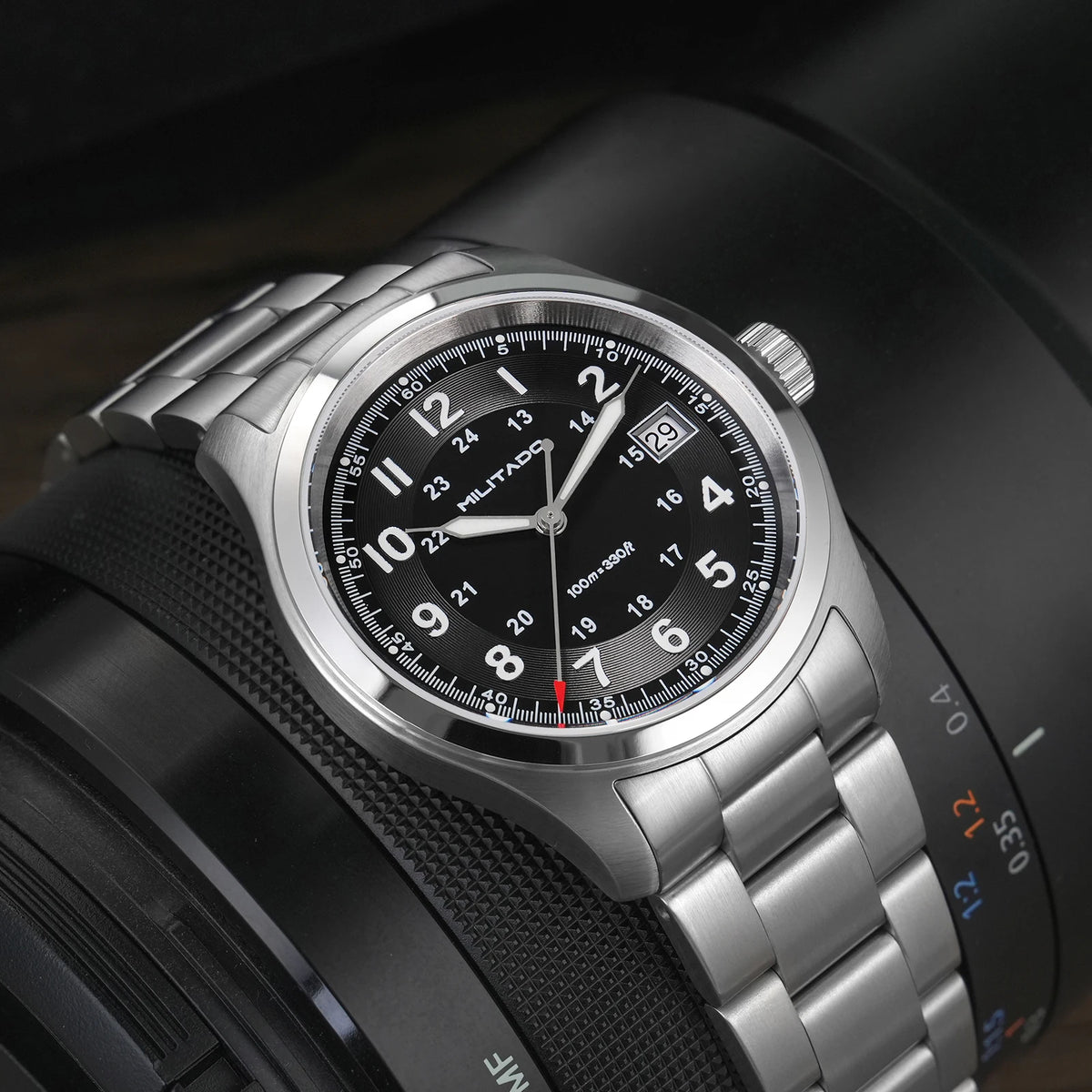 Relógio de quartzo Militado ML08 com movimento Ronda 515, vidro de safira abaulado, relógio de pulso BGW9, luminiscente, resistente à água até 10 bar, 38 mm, relógios para homem