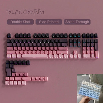 OEM PBT Side Engraved Keycaps for Mechanical Keyboard, 136-Key Red & Black Gradient Keycaps for MX Switch 60/64/84/98/108 Gaming Mechanical Keyboard