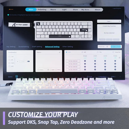 ATTACK SHARK X68 HE Rapid Trigger Mechanical Gaming Keyboard 60% Wired Hall Effect Keyboard with Adjustable Actuation, 8KHz Polling Rate & RGB Backlit