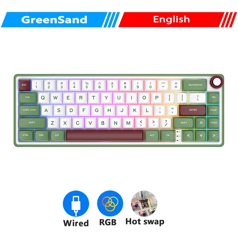 Royal Kludge RK R65 Brazilian Portuguese Mechanical Keyboard Gasket Wired Hot-swappable 66 Key 65% RGB Backlit Gamer Keyboard