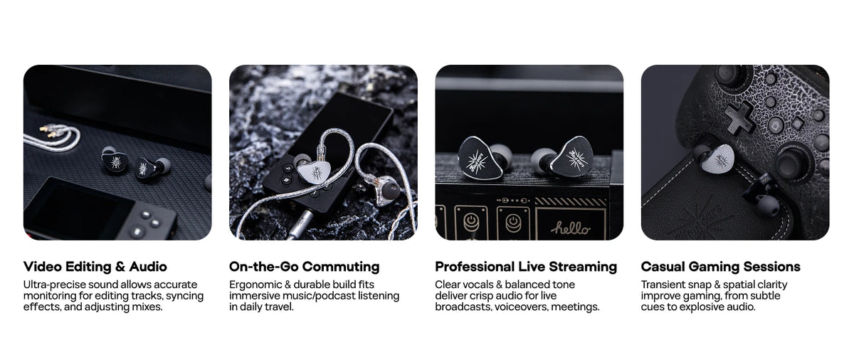 Linsoul Kiwi Ears Belle HiFi Earphones 10mm DLC Dynamic Driver IEM Wired Earbuds, Precision Sound Signature In-Ear Monitor for Audiophile Music & Gaming