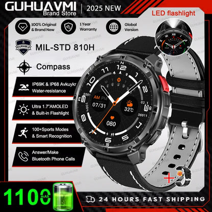 2026 T-Rex 3 Style Smartwatch for Men  1100mAh Battery, GPS, 10ATM Waterproof, Bluetooth Calling & Sports Tracker