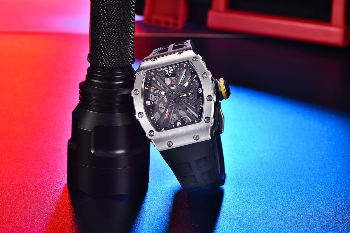 2026 New PAGANI DESIGN Men's Quartz Watches VH65 Movt Skeleton Dial 100M Waterproof Sport Rectangle Sapphire Glass Watch for Men