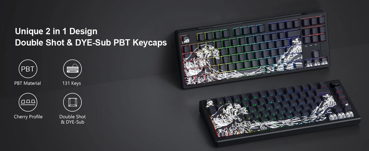Side-engraved Translucent CHERRY Keycaps PBT Creative Personalized Customized for 60/64/84/98/108 Mechanical Keyboards MX Switch