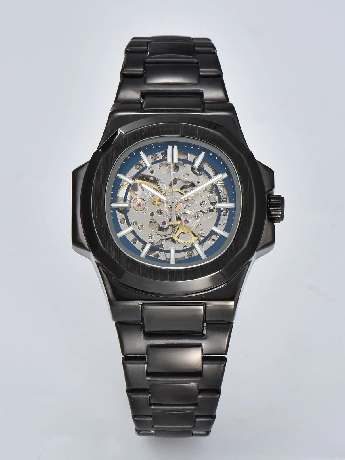 LONGLUX HOT SALE automatic mechanical men watch wholesale no logo waterproof skeleton business  stainless steel gift watch