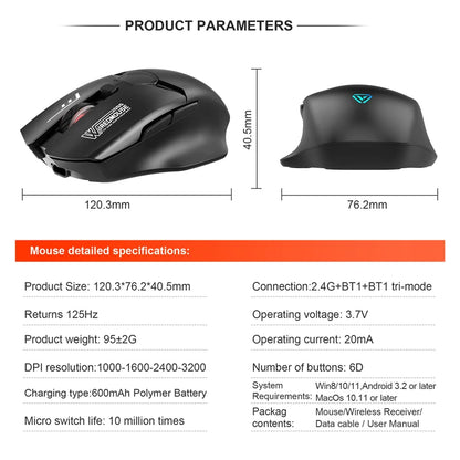Ratón Bluetooth inalámbrico de doble modo con pantalla inteligente, carga silenciosa, para oficina, gaming, portátil y tablet, universal
