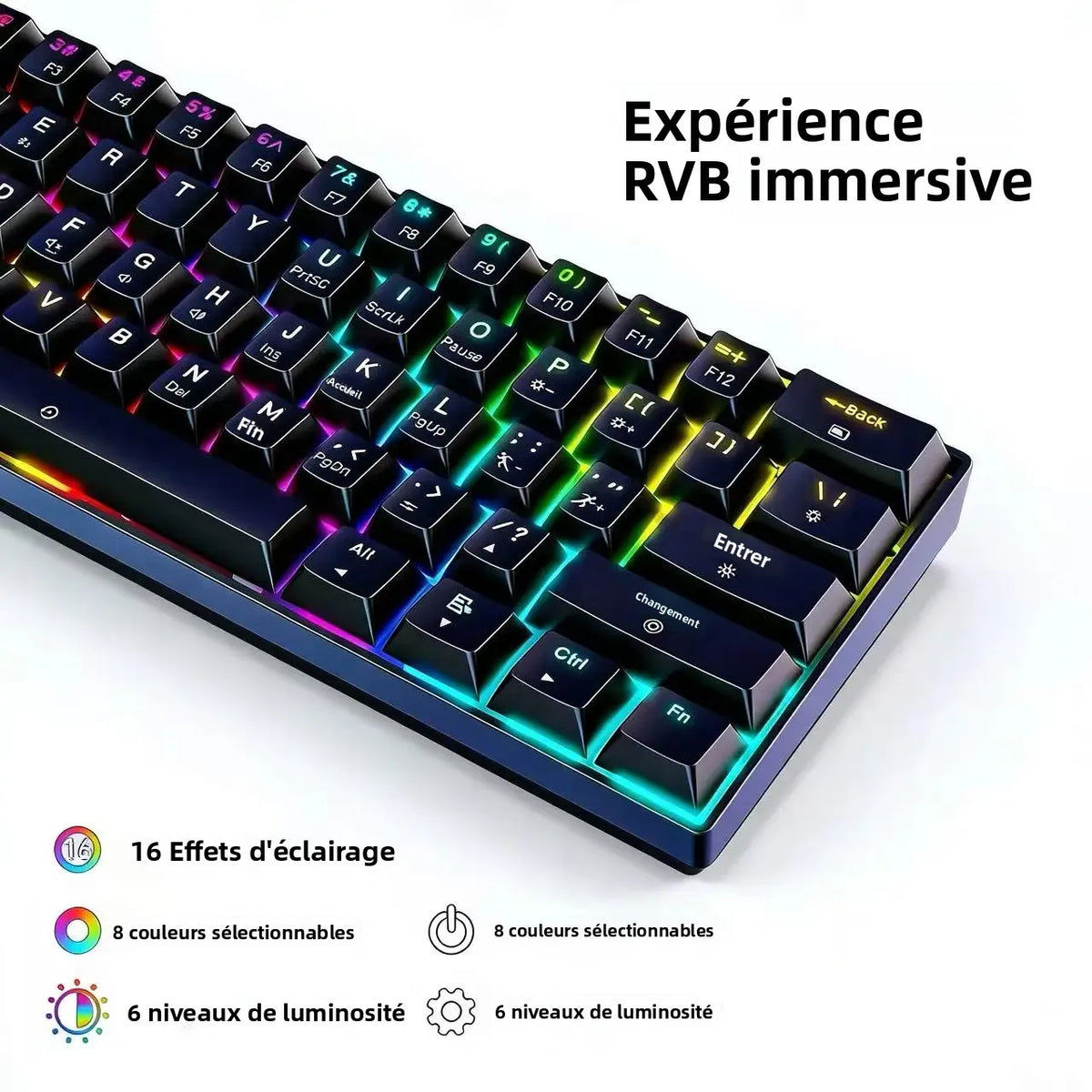 RGB Backlit 61 Keys Mechanical Keyboard Tri-Mode BT Wireless Waterproof Dustproof Portable Gaming Keyboard for Esports Gamer