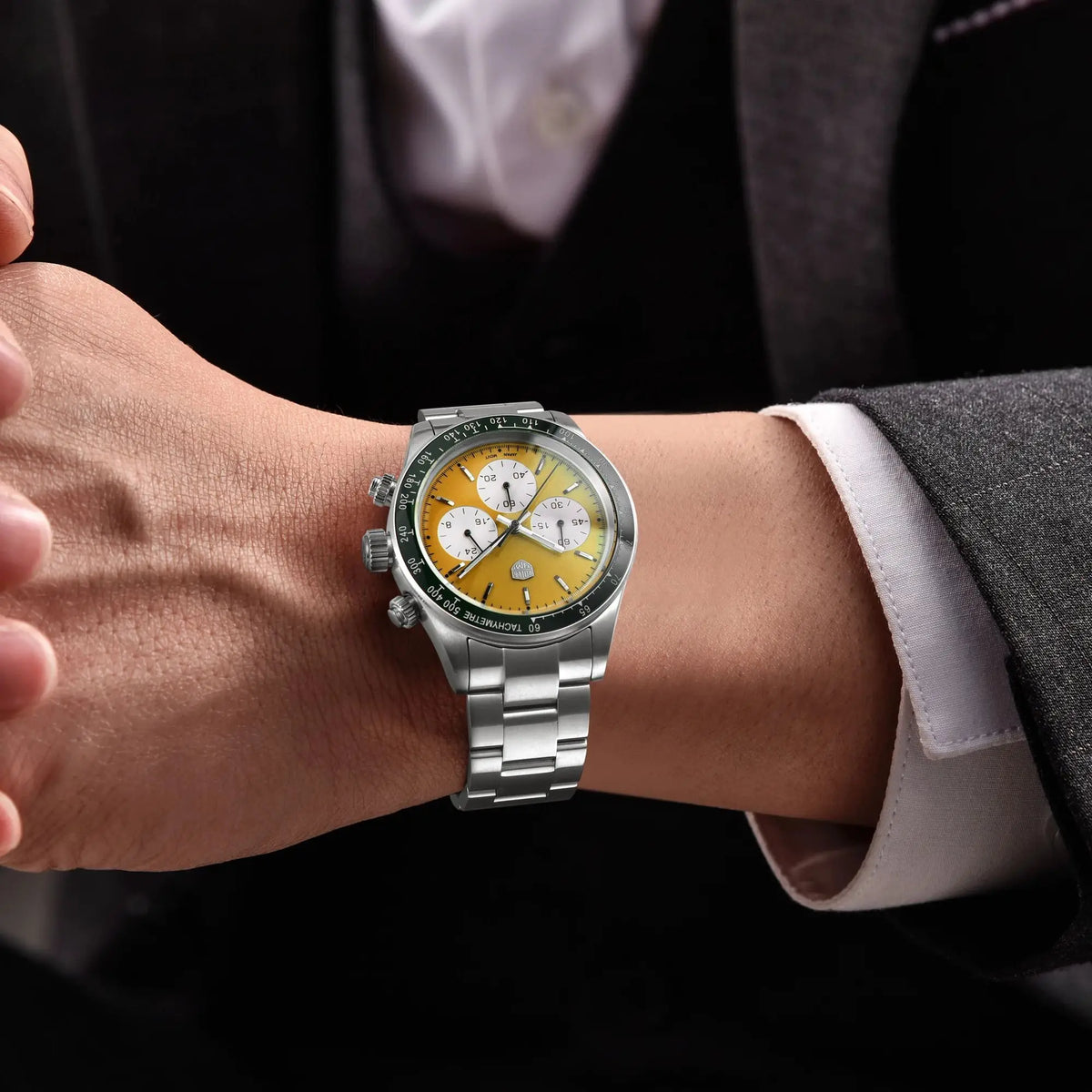 ROSSITIMI Urban Premium Men Quartz Watch Light Luxury Sports Stainless Steel VK63 Tachymeter Luminous 100m Diving Luminous Reloj