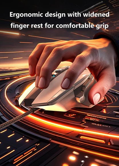 Wireless Gaming Mouse Bluetooth Rechargeable RGB Gaming Mouse with Optical Sensor, Programmable Wireless Gaming Mouse for Windows, Wired & Tri-Mode
