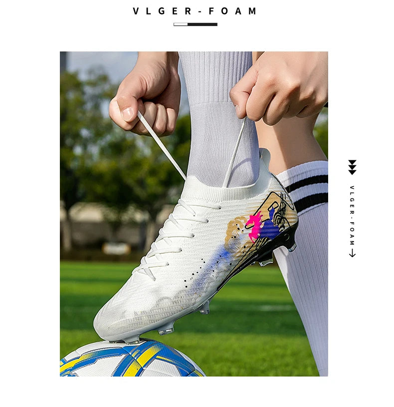 New Men Football Boots Cleats Training Shoes Soccer Shoes Non-Slip Match Ultralight Soccer FG Long Spikes Outdoor Drop Shipping