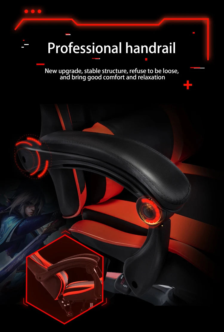 Computer Gaming Chair Reclining Office Chair with Adjustable Height, Ergonomic Computer Gaming Chair, 360° Swivel Racing Office Chair with Adjustable Armrests