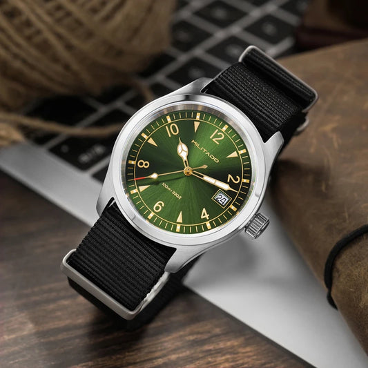Militado ML08 Men’s Military Field Watch Ronda 515 Quartz, Sapphire Crystal, 10Bar Waterproof & Luminous