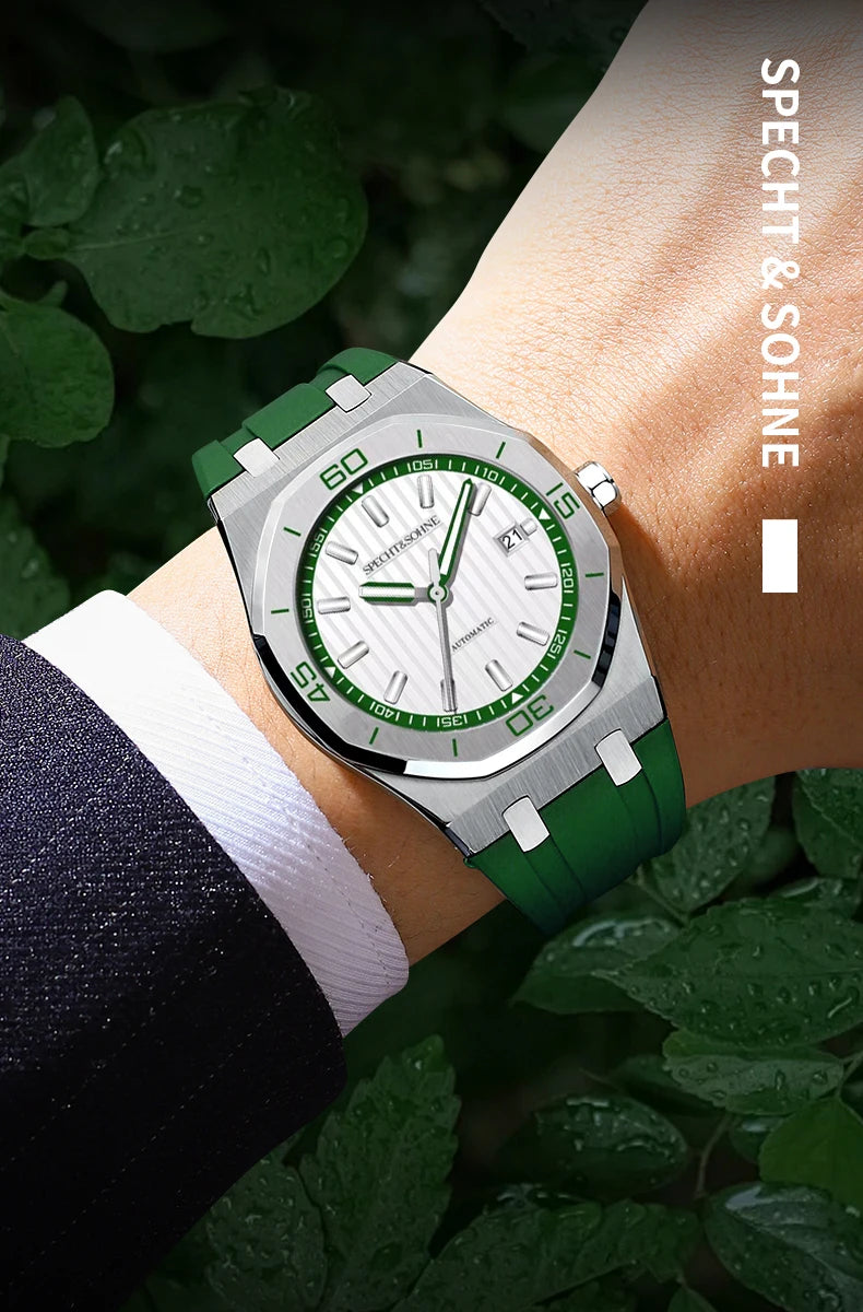 Specht & Sohne New 40mm Men Automatic Mechanical Watches Men Luxury Stainless Steel Watch Rubber Relogio Masculino Waterproof