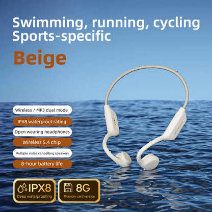 POLVCDG X7 Bone Conduction Headphones Bluetooth 5.3 IPX8 Waterproof Swimming Headset with 32GB MP3 Memory & Microphone