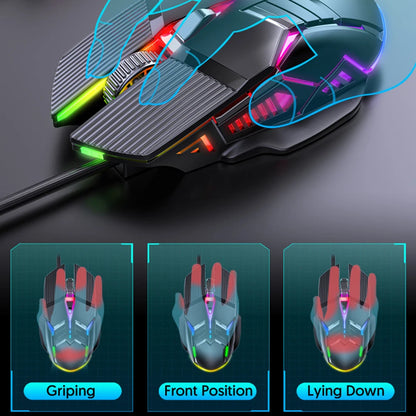 3200DPI Ergonomic Wired Gaming Mouse RGB Backlit USB Gaming Mouse with 6 Silent Buttons for PC Laptop
