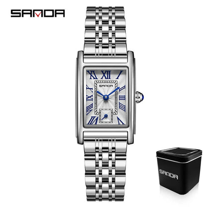 SANDA 1116 Women’s Elegant Quartz Watch  Rectangle Dial, Water Resistant & Business Design
