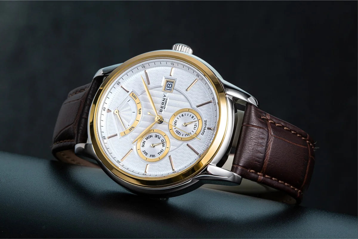 BERNY Luxury Automatic Watches for Men Fashion Elegant Mechanical Wristwatch Sapphire Date Week High-end Men's Dress Watch