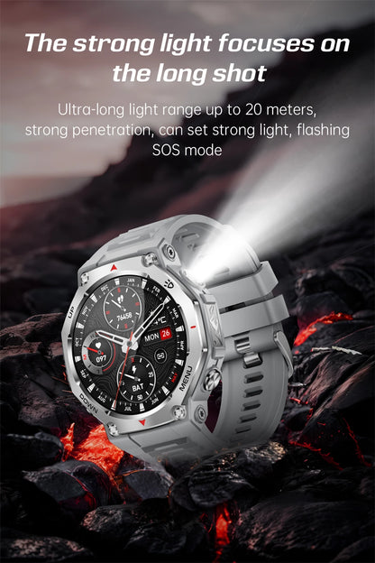 T-Rex 3 Military Smartwatch for Men  GPS Sports Tracker, 5ATM Waterproof, Heart Rate Monitor & Bluetooth Calling