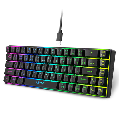 Tastiera gaming 68 tasti USB cablata portatile con retroilluminazione RGB 20, layout coreano, per laptop e computer Windows