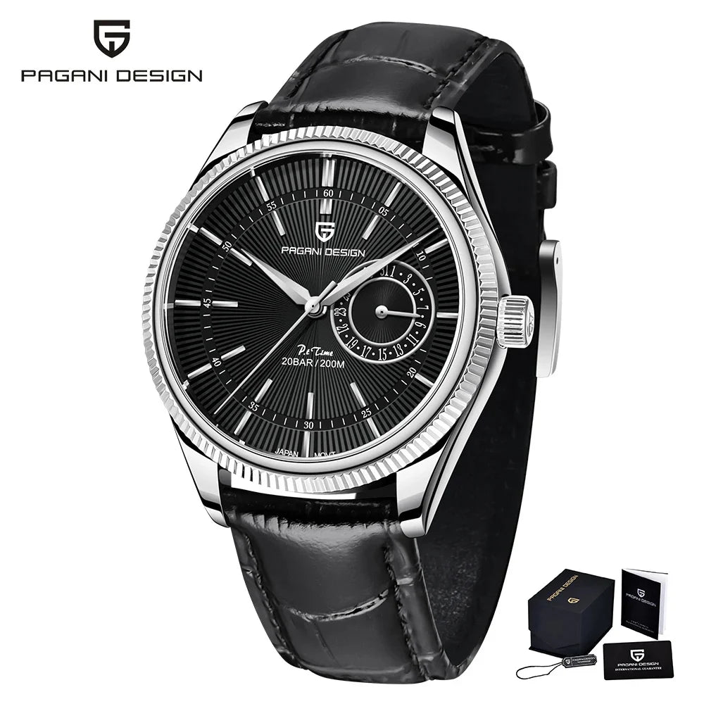 PAGANI Design PD1689 Men Quartz Watch Japan VH65 Movt Sapphire Glass Leather Strap 20Bar Waterproof Men Wristwatch Reloj Hombre