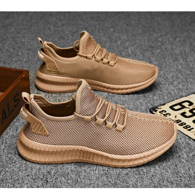 Men's Non-Slip Casual Sneakers Breathable Outdoor Jogging Training Hiking Sports Running Outdoor Weave Knit Lace Up Shoes