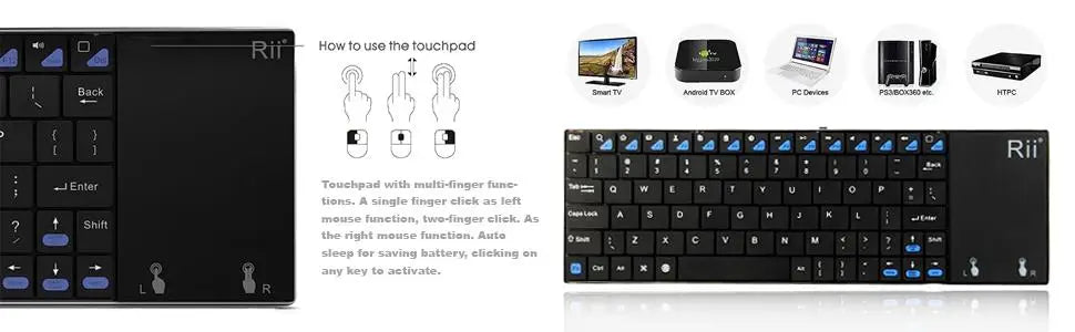 Russian Spanish English French Keyboard Wireless Rii K12+/i12+ Mini Keyboard With Touchpad Mouse For Android Laptop PC TV Box