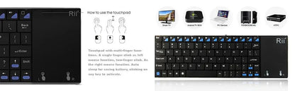 Russian Spanish English French Keyboard Wireless Rii K12+/i12+ Mini Keyboard With Touchpad Mouse For Android Laptop PC TV Box