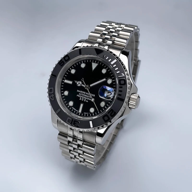 YM Style 40mm Men’s Automatic Watch Sapphire Crystal, Luminous Dial & Rotating Bezel with Jubilee Bracelet