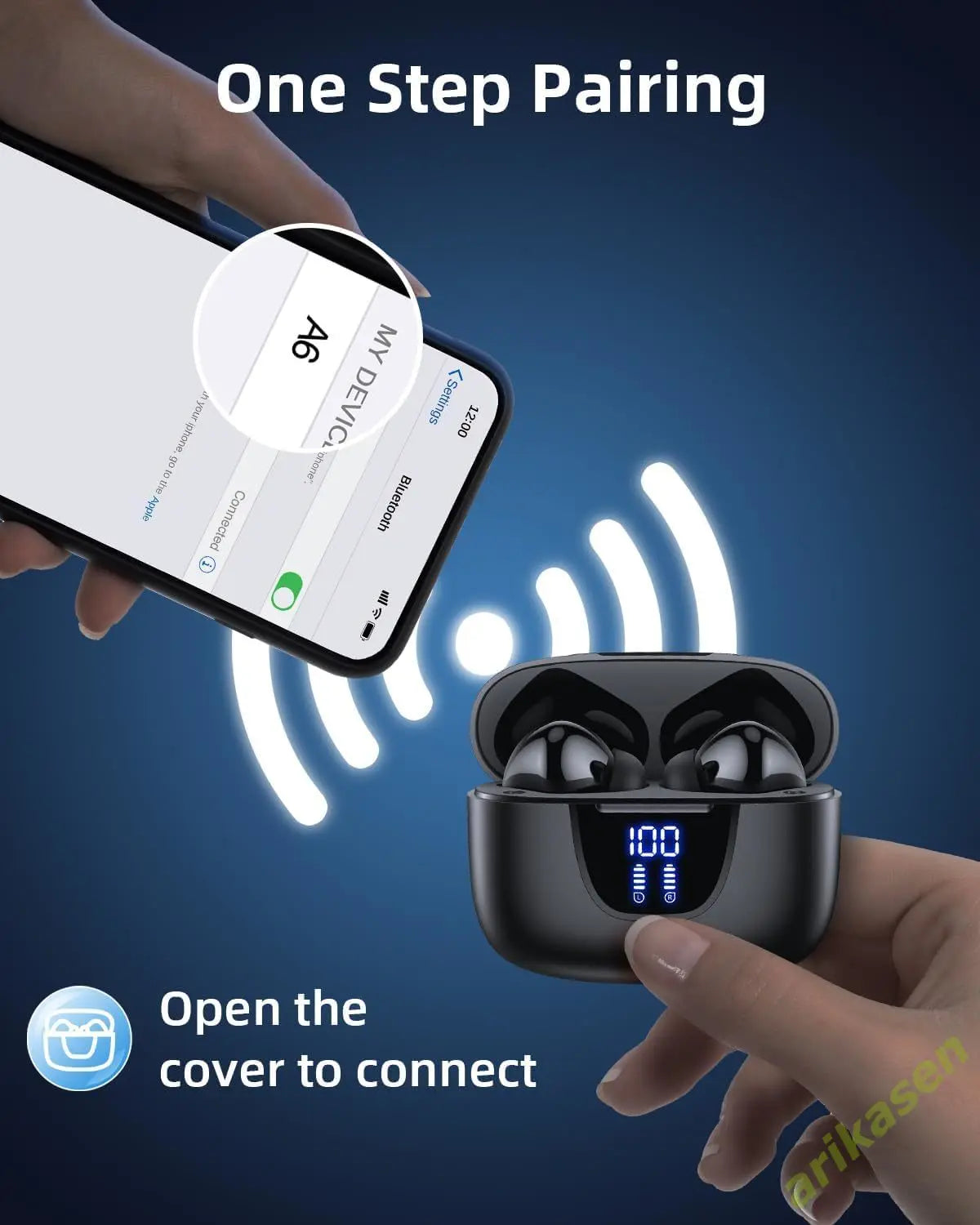 ANC Bluetooth 5.3 Wireless Earbuds with LED Display – Active Noise Cancelling TWS Earphones with Mic, 36H Playtime