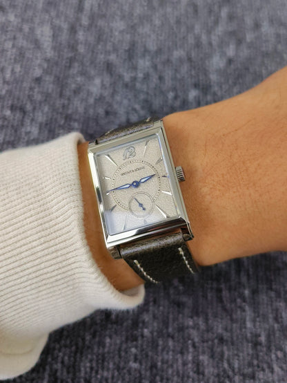 2026 Specht&Söhne Ultra Thin 7.5mm Rectangular Watch Japan Quartz Movt Small Seconds Sandblasted Dial Grey Leather Strap Watch