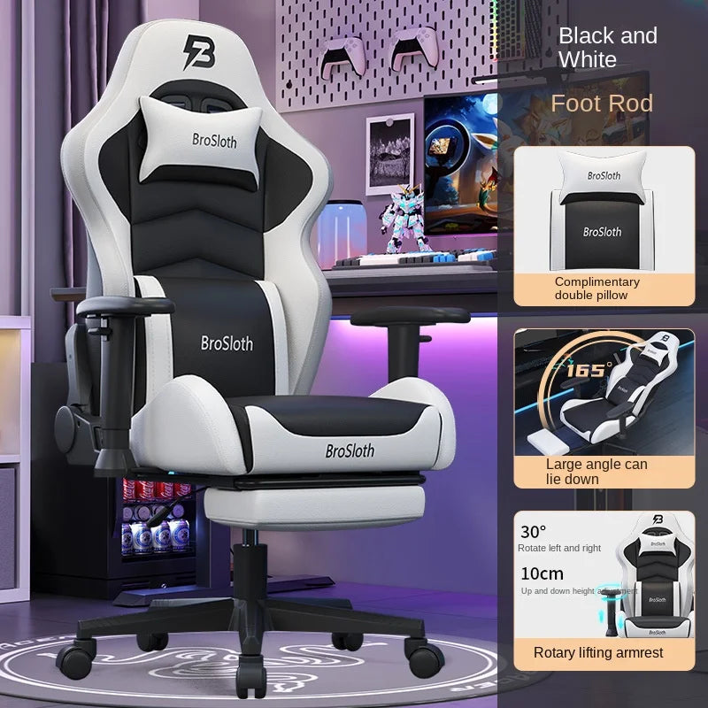 S8 Gaming Chair with 3D Armrests, Ergonomic Adjustable Backrest, Computer Office Chair, Leather Gamer Chair with Nylon Feet