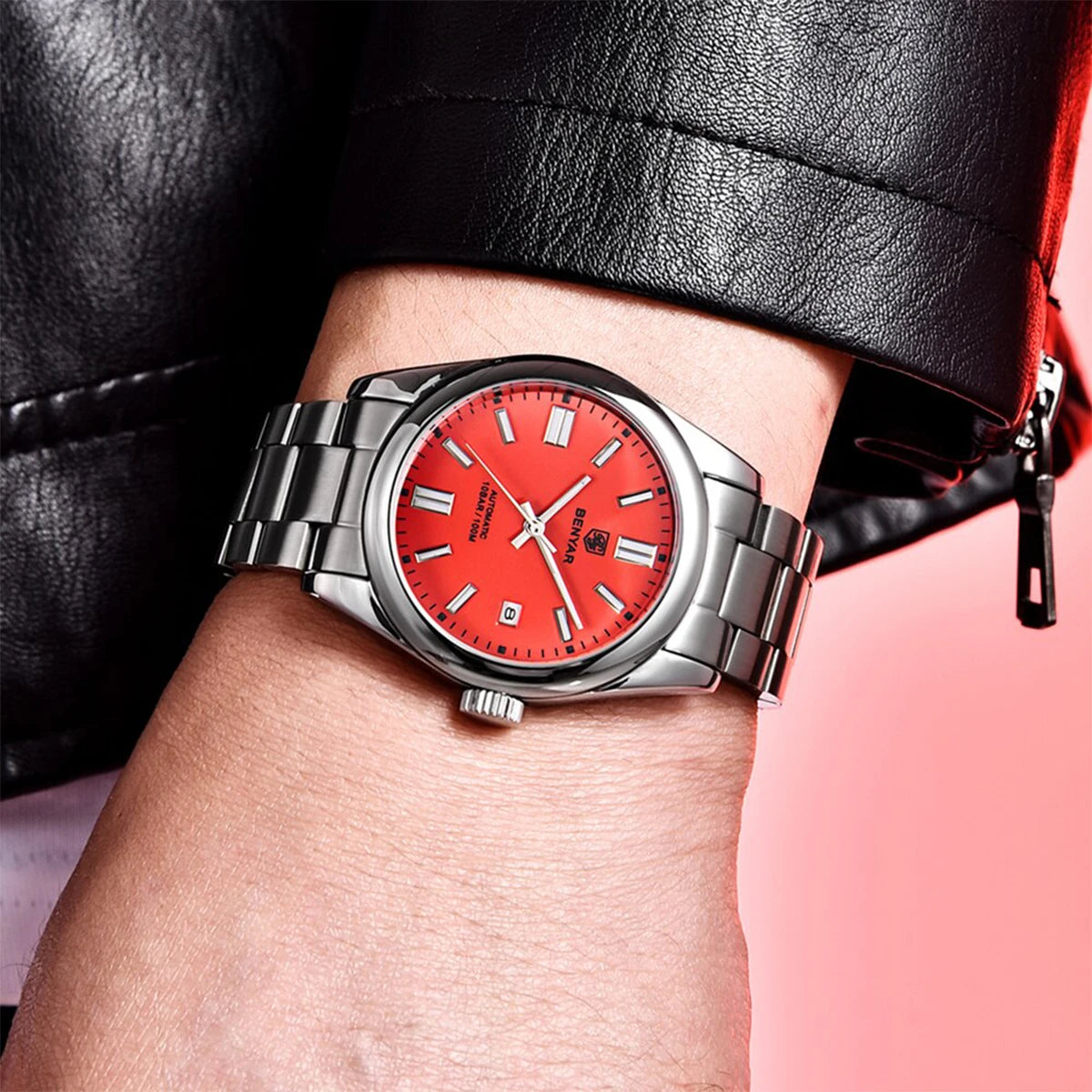 BENYAR New BY-5185M Luxury Automatic Watch 10Bar Waterproof Stainless Steel Men's Mechanical Watch Men's Sports Watch
