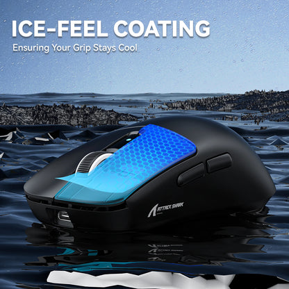Mouse gaming wireless ATTACK SHARK R6 PAW3950MAX, polling 8Khz, ultraleggero 39g, MCU Nordic 52840, microswitch ottici Omron