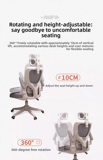 Ergonomic Office Chair with Armrests, Adjustable Height Swivel Desk Chair, Comfortable Rolling Office Chair for Gaming, Study & Workspace